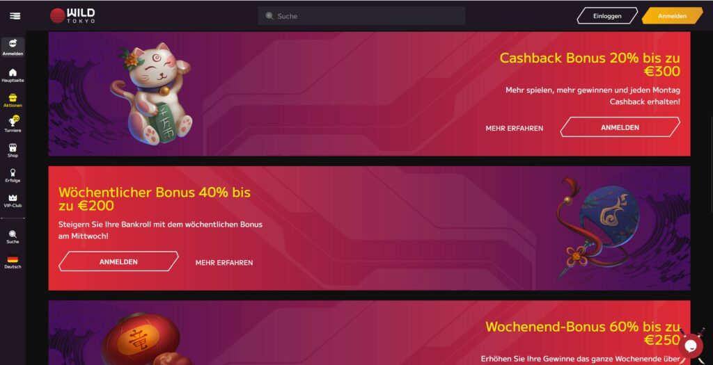 wild tokyo casino Bonus 1