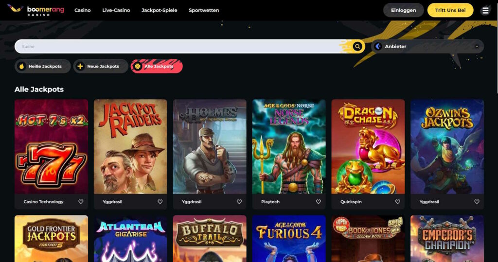 boomerang casino jackpots